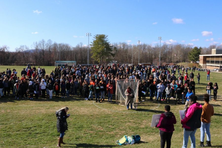 Charlottesville High School students in the Gun Violence walkout in 2018
