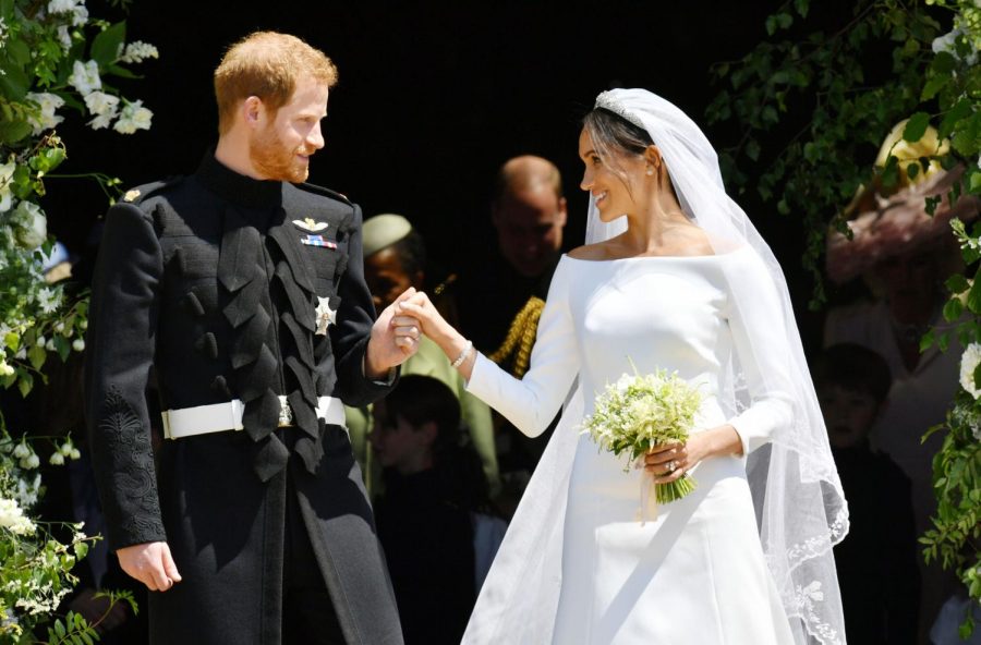 Prince Harry and Meghan Markel after their wedding ceremony. 