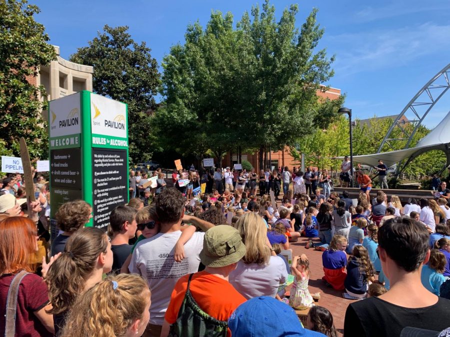 The Climate Change walkout at the free speech wall downtown