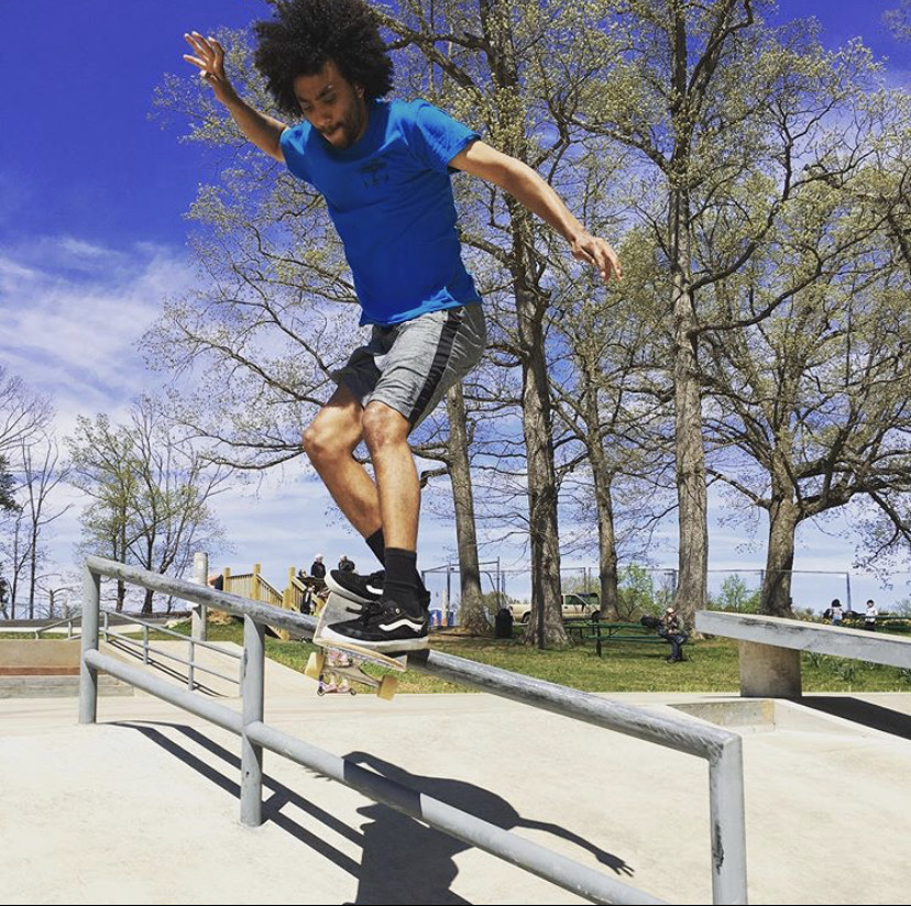 A Charlottesville local practices his Backside Boardslides on one of the new Skate parks many rails