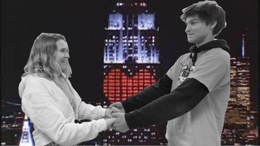 Stella Gunn and Lucas Simpson recreate the famous scene in An Affair to Remember where Terry McKay and Nickie Ferrante promise to meet on the Empire State Building. 