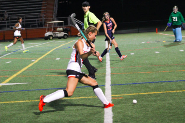 Junior Aly Seidman pictured as she takes a shot on goal in the game vs. Orange County.