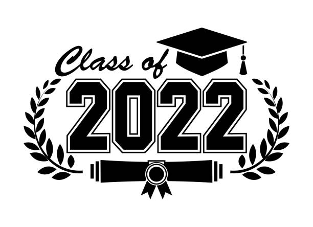 Lettering Class of 2022 for greeting, invitation card. Text for graduation design, congratulation event, T-shirt, party, high school or college graduate. Illustration, vector on transparent background