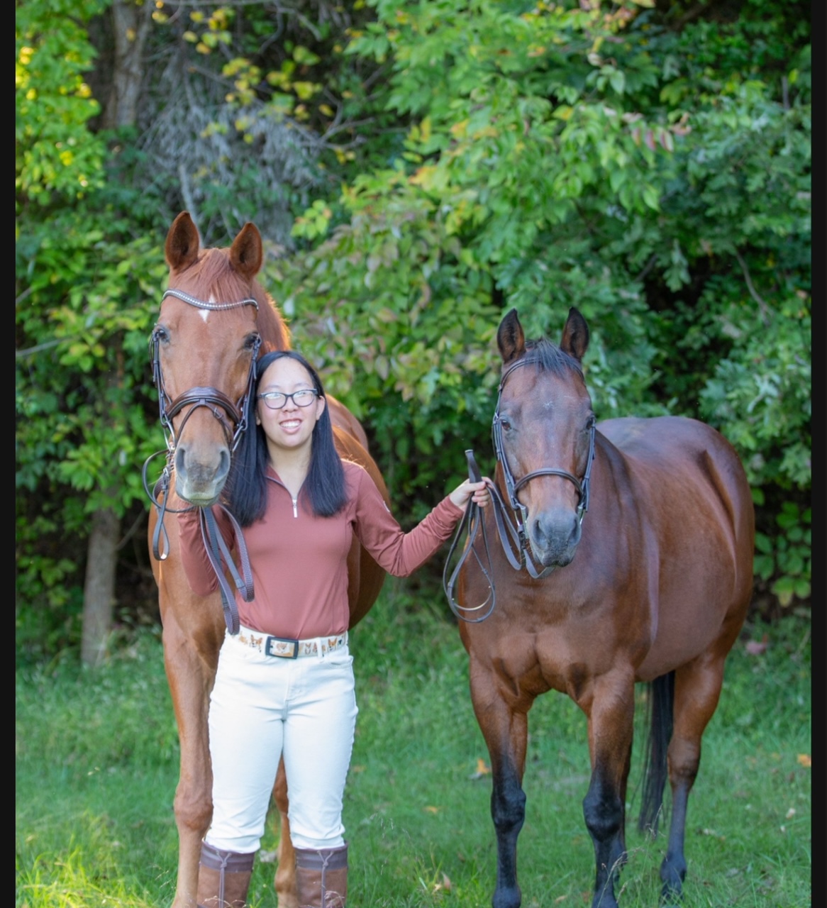 Leia Bellavance-Ratrie with Launch on the left and Cody on the right