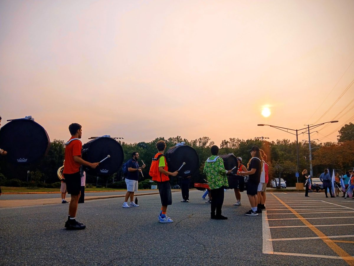 The CHS Drumline warming up for a football game