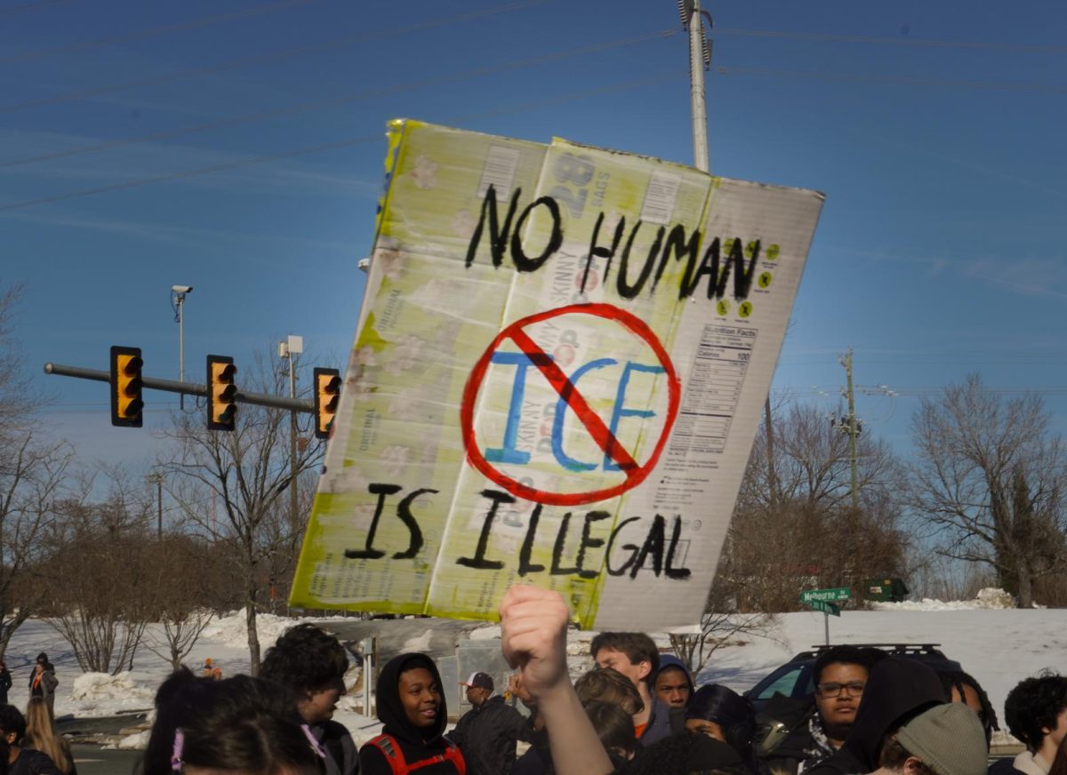 A sign made by a CHS student at the ICE walkout, Feb. 9