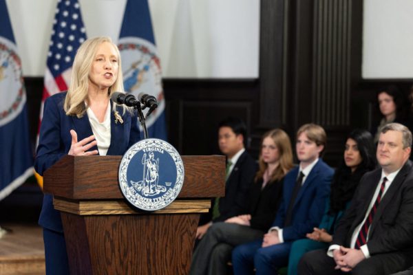 Governor Abigail Spanberger delivers her Democratic response to the 2026 State of the Union address in WIlliamsburg, Virginia.